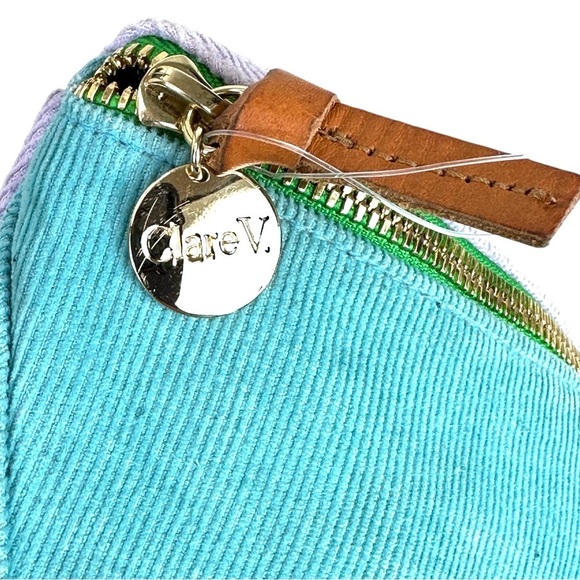 CLARE V Pinewhale Corduroy & Leather Belt Bag in Pale Blue and Lavender - Picture 5 of 9